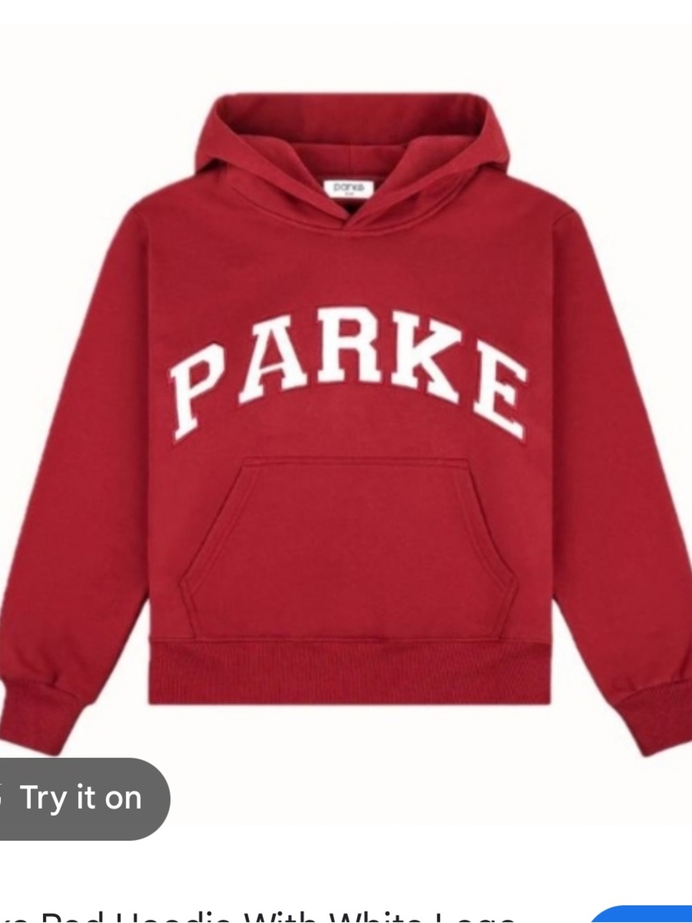 PARKE Women's Red Crewneck Hoodie with White Lettering